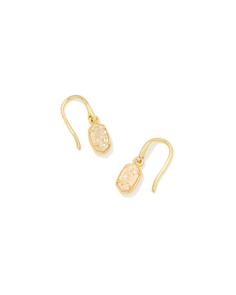Emilie Gold Drop Earrings in Iridescent Drusy
